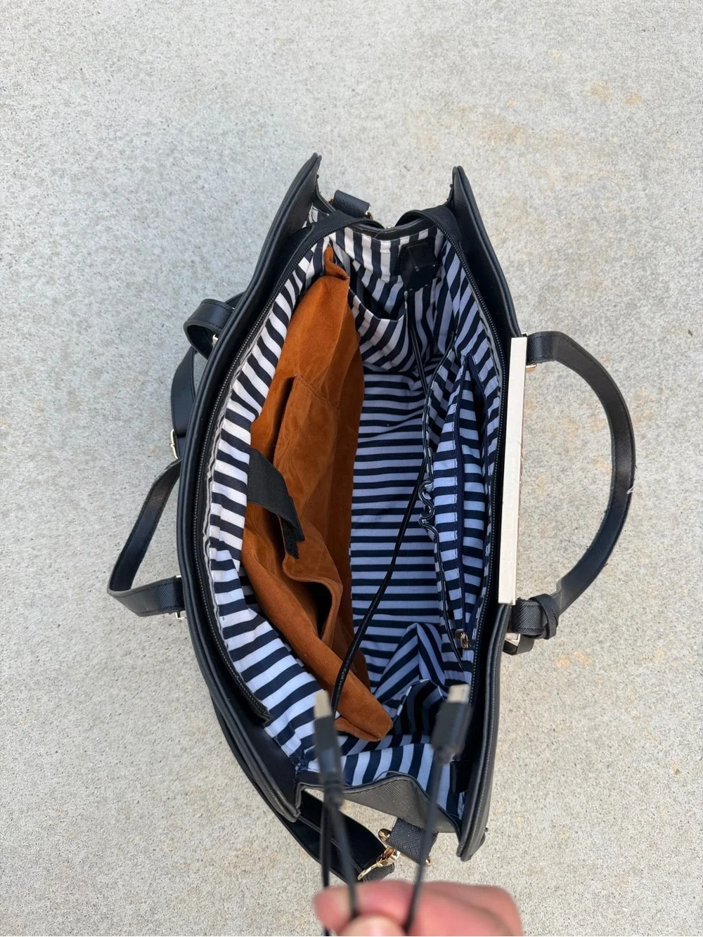 Black Laptop Work Tote Bag | Fits 15” Laptop | Crossbody & Shoulder Bag